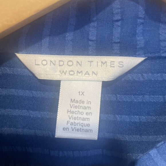 London Times Dress Womens Plus 1X Blue Striped Sleeveless Coastal Ladies NWT - Picture 5 of 11